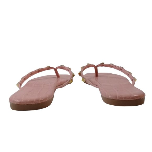 Charlotte Womens NEW Pink Crocodile Gold Studded Jelly Flip Flop Thong Sandals 6 - Picture 8 of 12